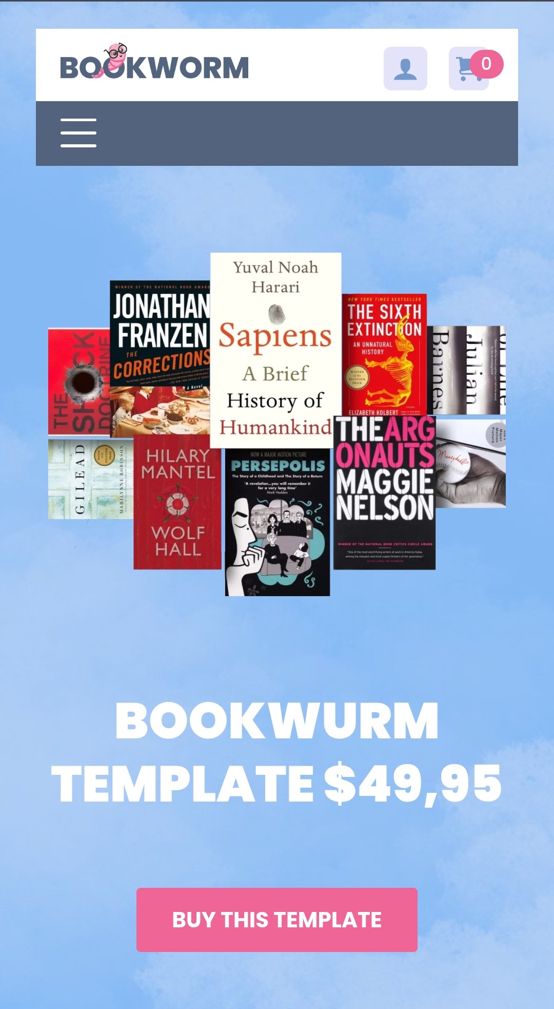 Book shop WooCommerce Breakdance builder template Mobile screenshot