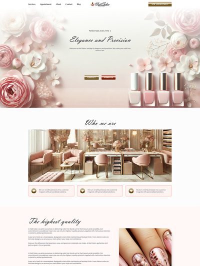 Nail and Beauty Salon WordPress website Breakdance builder template thumbnail