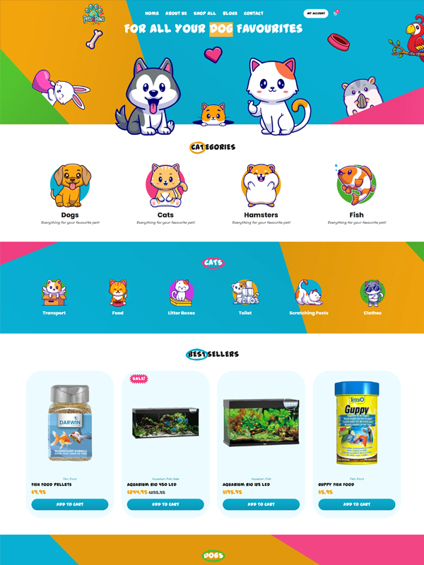 Pets Store WooCommerce Breakdance builder template thumbnail