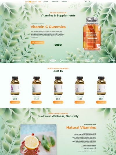 Vitamins and supplements webshop WooCommerce Breakdance builder template thumbnail