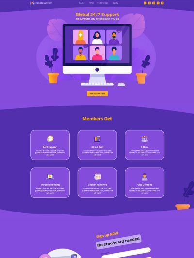 Remote Support Website template