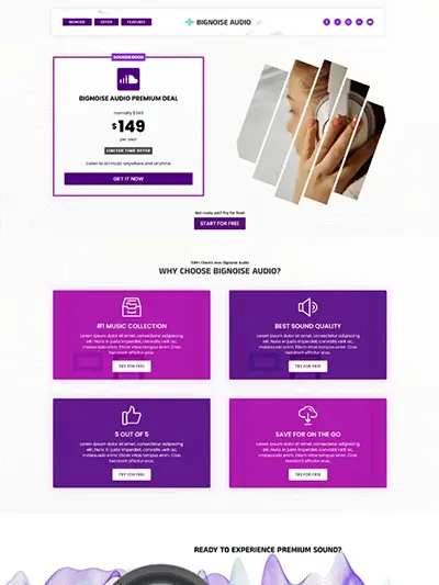 Music website template for breakdance builder